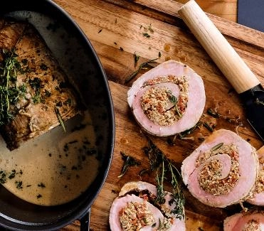 Gefüllter Kalbsbraten mit Pilzen und Dörrtomaten